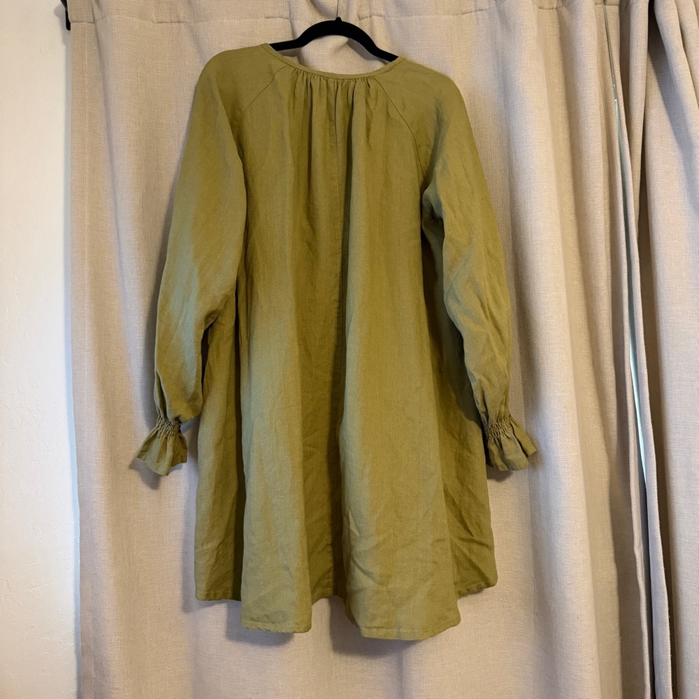 Linenfox Olive Green Agata Linen Dress - Picture 6 of 6